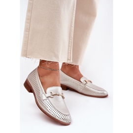 S.Barski Ženske kožne natikače s ukrasom s ravnim petom S. Barski LR51-594 Silver srebro 2