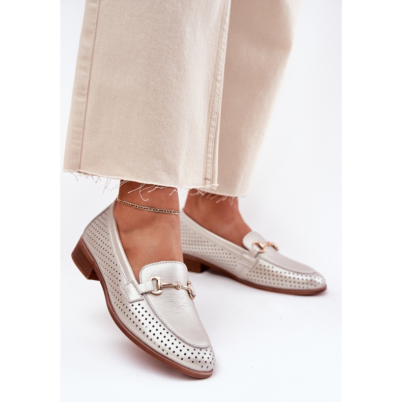 S.Barski Ženske kožne natikače s ukrasom s ravnim petom S. Barski LR51-594 Silver srebro 2