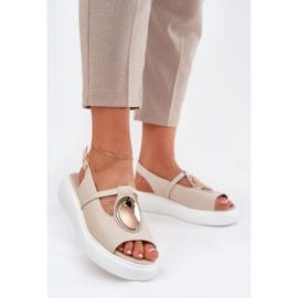 Kožne elegantne ženske sandale S.Barski Gr51-603 bež 2