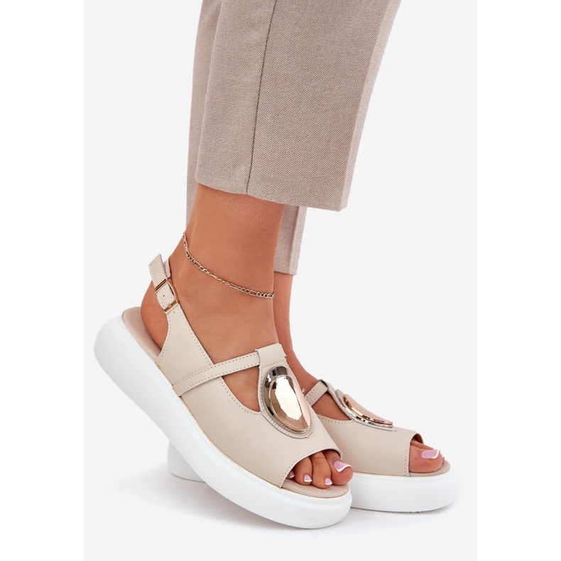 Kožne elegantne ženske sandale S.Barski Gr51-603 bež 1