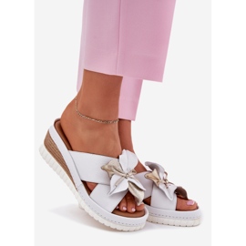ARTIKER Ženski kožni klinovi s ukrasnim cvjetnim umjetnikom 52C0537 White bijela 1