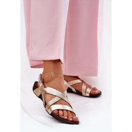 Zazoo Ravne kožne sandale Ženski Zlato Zlato 40032 zlatna 2