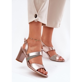 Ženske sandale na Sergio Leone SK866 ružičasti stup zlatni 2