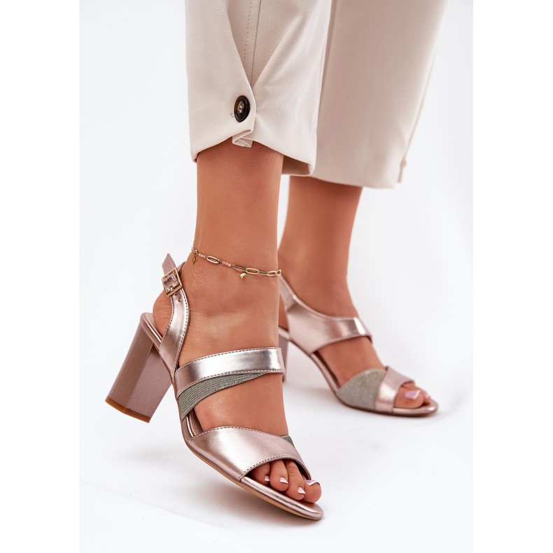 Ženske sandale na Sergio Leone SK866 ružičasti stup zlatna 2