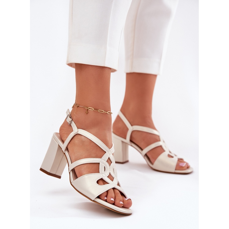 Ženske sandale s visokim udjelom u Sergio Leone SK884 Pearl bež 2