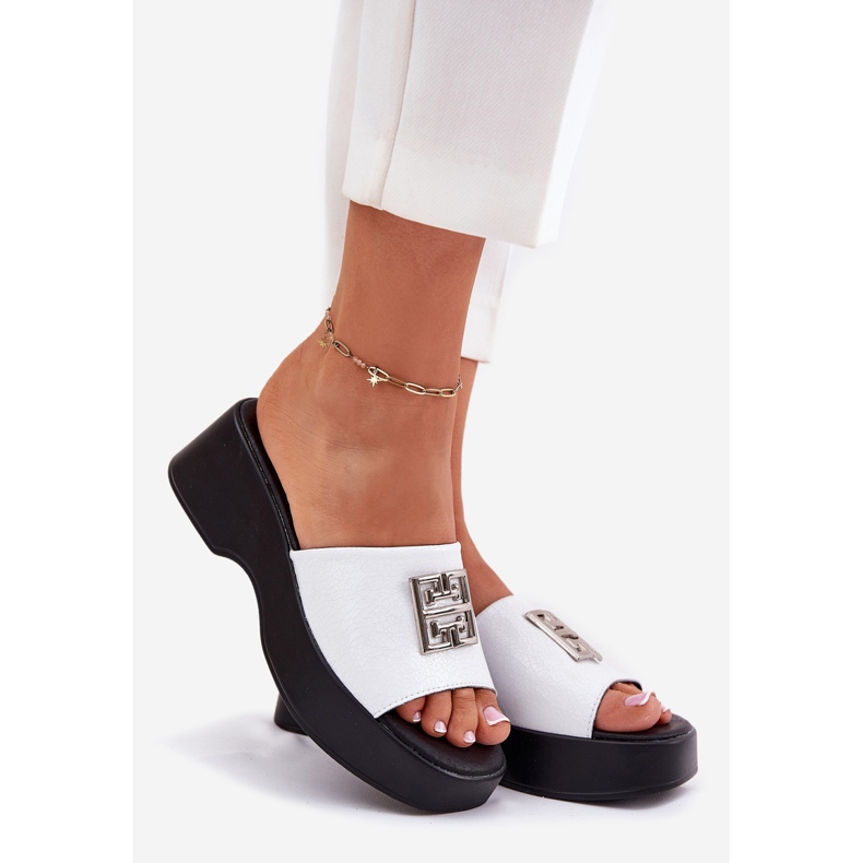 Ženska kožna kožna letvica s Vinceza 79526 White bijela 1