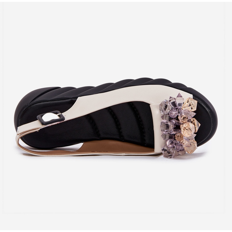 Ženske kožne sandale s Artikerom 54C1627 Kristali bež 2