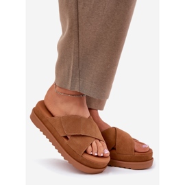 Ženski klip na platformi s kamilom isprepletenim prugama smeđa 1