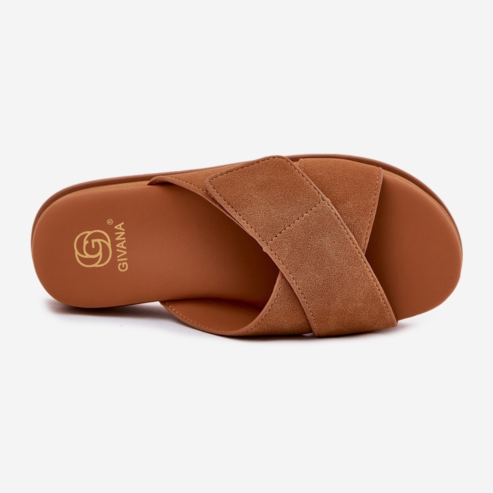 Ženski klip na platformi s kamilom isprepletenim prugama smeđa 2