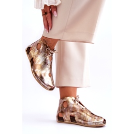 Maciejka Lagane kožne čizme 03426-42 Zlatne zlatna 2