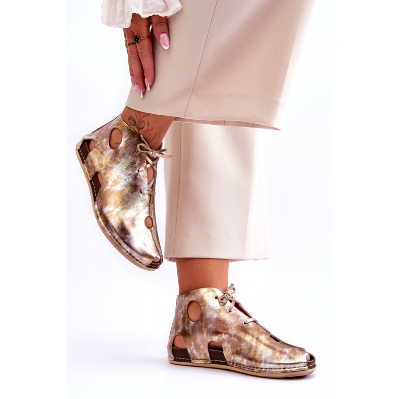 Maciejka Lagane kožne čizme 03426-42 Zlatne zlatni 2