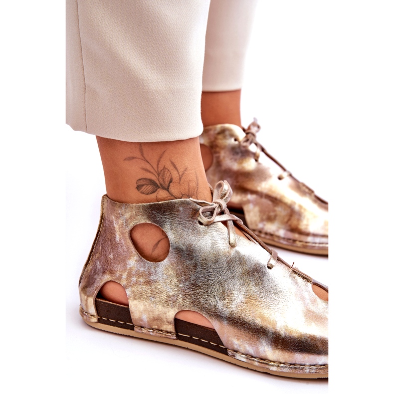 Maciejka Lagane kožne čizme 03426-42 Zlatne zlatni 3