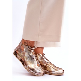 Maciejka Lagane kožne čizme 03426-42 Zlatne zlatna 5
