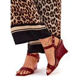 Oslikane ženske sandale za bordo klinove crvena 1