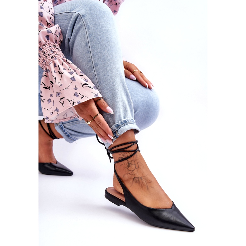 Ženske vezane balerine crne sandale crna 4