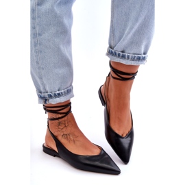 Ženske vezane balerine crne sandale crno 3