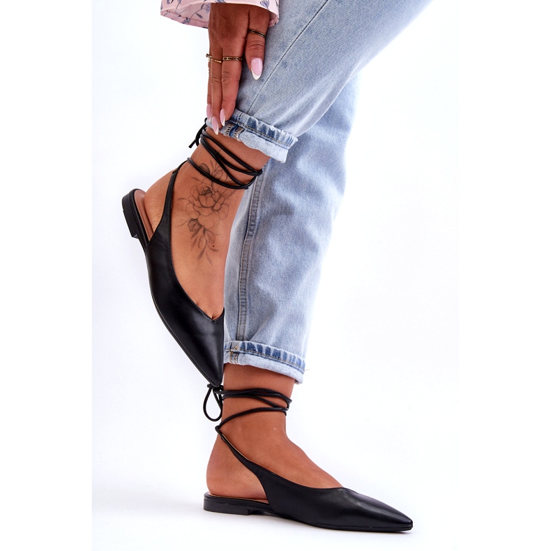 Ženske vezane balerine crne sandale crno 2