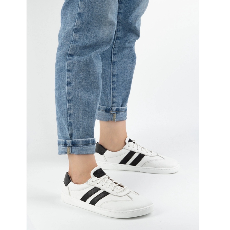 Ženske kožne cipele Joker Blackhorwhite White - Minimalističke tenisice Olivier bijela 1