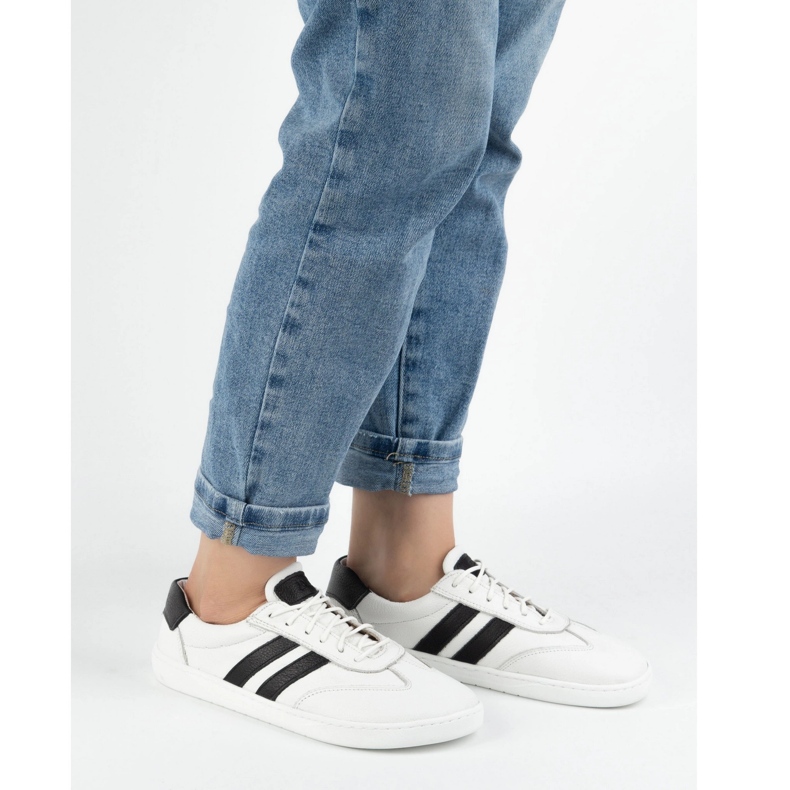 Ženske kožne cipele Joker Blackhorwhite White - Minimalističke tenisice Olivier bijela 2