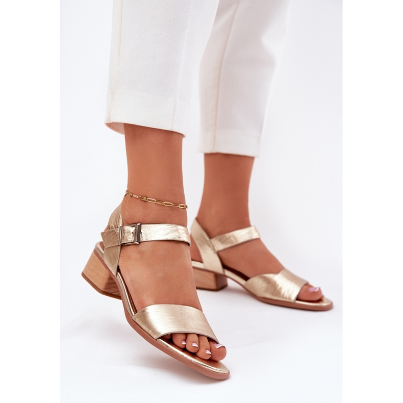 Maciejka N6802-25 Kožne kožne sandale zlatna 2