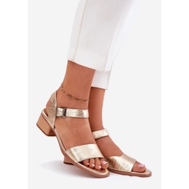 Maciejka N6802-25 Kožne kožne sandale zlatna 1