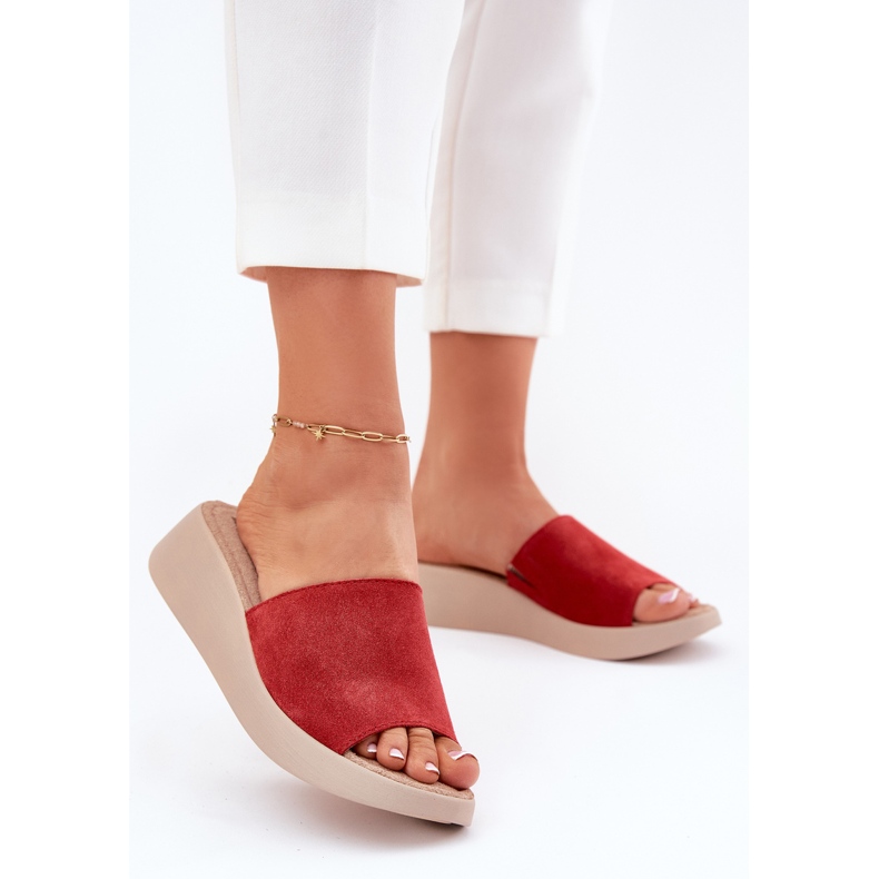 Ženski antilop lepršavi na panto fino rr267040 klin crvena 2