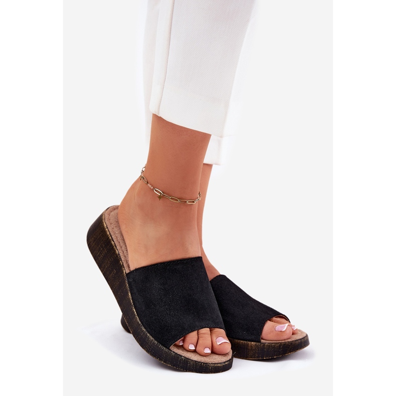 Ženski antilop -flip -flops na Panto Fino RR267043 Crni klinovi crno 1