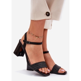 Ženske sandale na poštu s cirkonima i Vinceza 62228 pletenica crna 1
