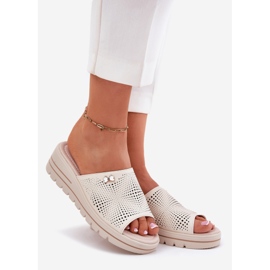 Ženske kožne flip flops Vinceza 41477 bež 1