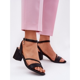 Ženske sandale na stupu s Vinceza 20268 Crnim cirkonima crna 2