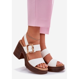 Ženske sandale na masivnoj platformi za pete i Vinceza 17387 White bijela 1