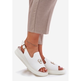 Ženske kožne sandale s ukrasom Vinceza 66757 White bijela 1