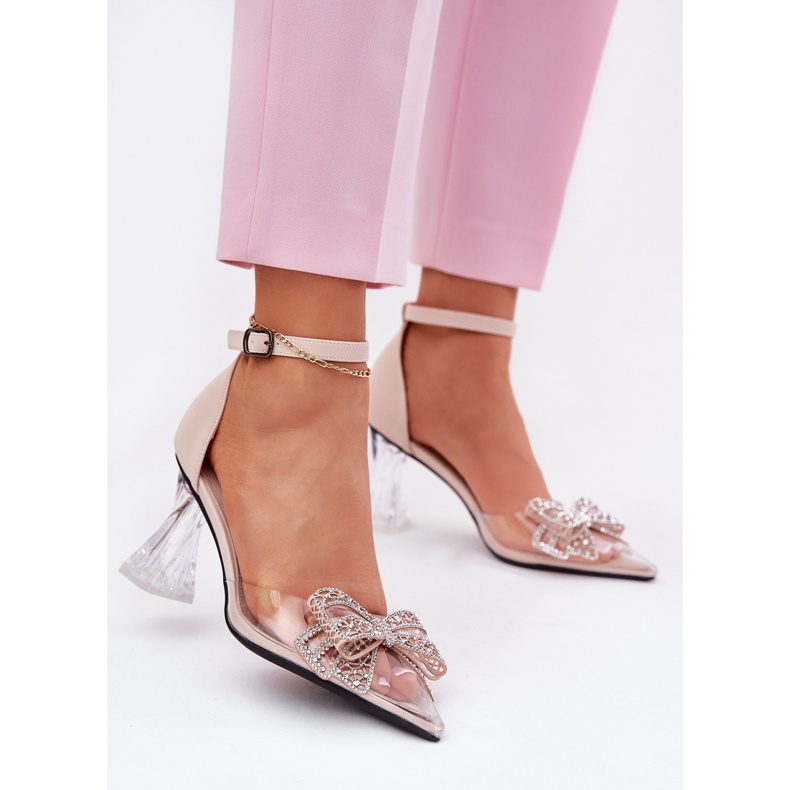 Elegantne pumpe s Vinceza 62212 bež luk 2