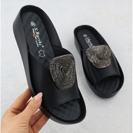 S.Barski Kožni ženski klinovi s jaknama s cirkonima carne S. Barski KV51-028 crno 1