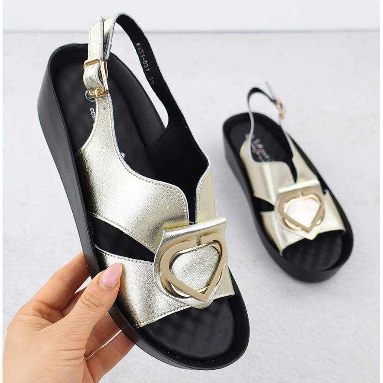 S.Barski Ženske kožne sandale na Złote S. Barski KV51-031 zlatni 1