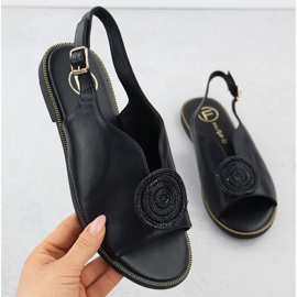 Ravne ženske sandale s crnim filippo ds6229 cirkoni crna 1