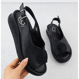 Ženske sandale kože s cirkonima crnim filippo ds6984 crna 1