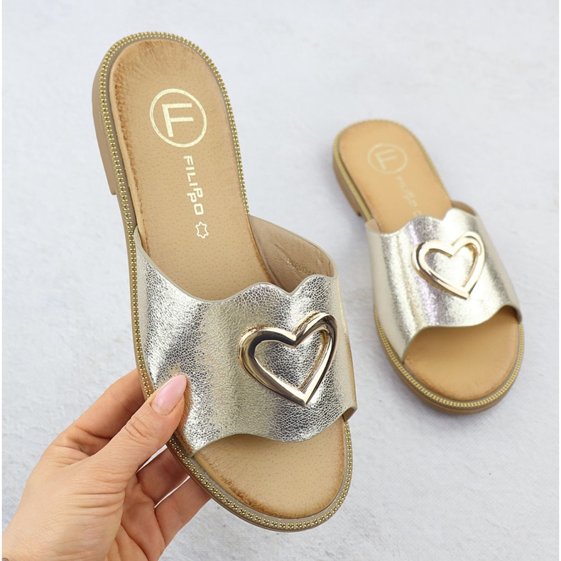 Ženski preklop s ukrasnim srcem Zlatni filippo DK6909 1