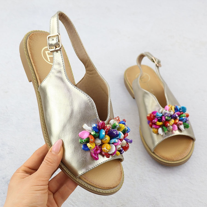 Ženske sandale sa zlatnim filippo ds6230 perlicama 1