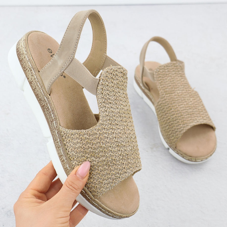 EVento Ženske sandale na platformi skliznule su bež 8828 bež 1