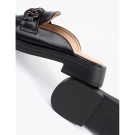 Shelvt Crni niski -heel eco -leather flip flops s lancem crna 1