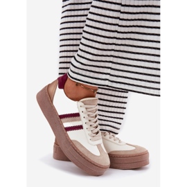 Ženske kožne tenisice na platformi Beige-Bord za ZAZOO N1234 bež 1