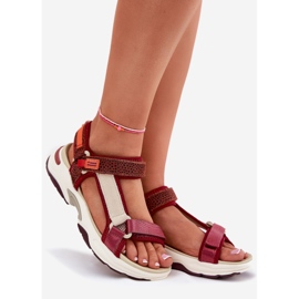 Ženske sandale s čičak D.Franklin DFSH406003 Burgundija crvena 1