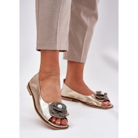 Zazoo Kožne balerine s golim prstima i Zlotys Zlotys Zlotys 1870 zlatni 2