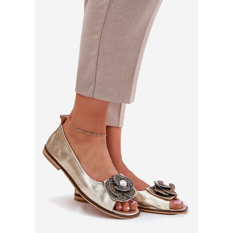 Zazoo Kožne balerine s golim prstima i Zlotys Zlotys Zlotys 1870 zlatni 1