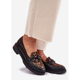 Kožni natikači s ukrasom i leopardovim tiskom laura messi 2965 crna 1