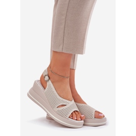 S.Barski Ženske kožne sandale S. Barski LR51-660 Openwork Beige bež 1