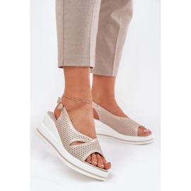 S.Barski Ženske kožne sandale S. Barski LR51-660 Openwork Golden zlatni 2