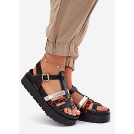 Inna Ženske sandale s prugama na platformi crne crno 1