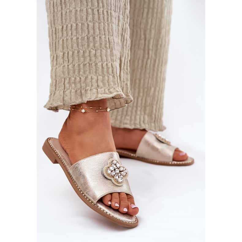 S.Barski Ženski jastuci s ravnim petom s ukrasnim detaljima S. Barski KV51-087 PLN zlatni 2